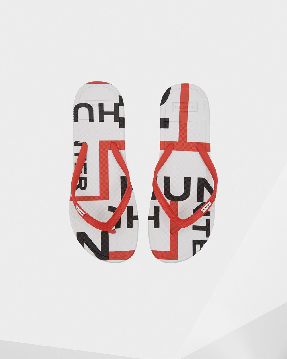 Mens Flip Flops - Hunter Original Exploded Logo (72UGJKLRO) - Red